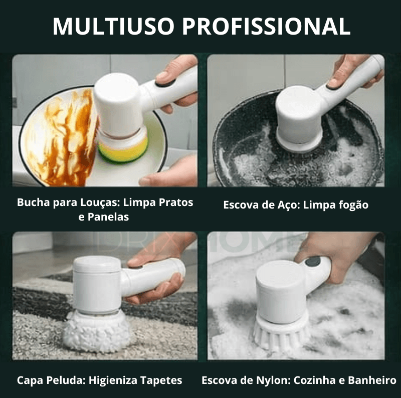 Escova Elétrica Multiuso 5 em 1 sem Fio