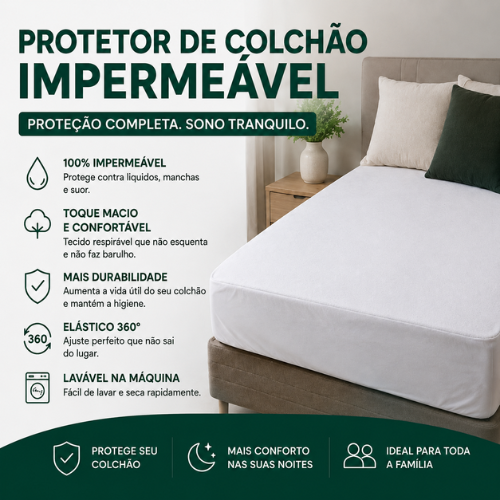 Protetor de Colchão Impermeável Premium com Elástico