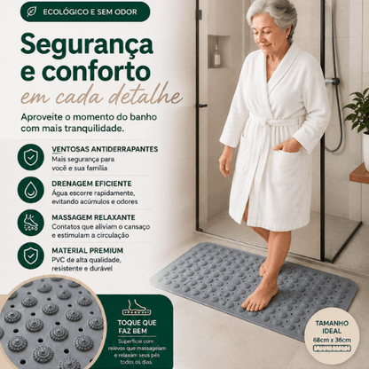 Tapete Box Seguro™ - Massageador Antiderrapante com Ventosas