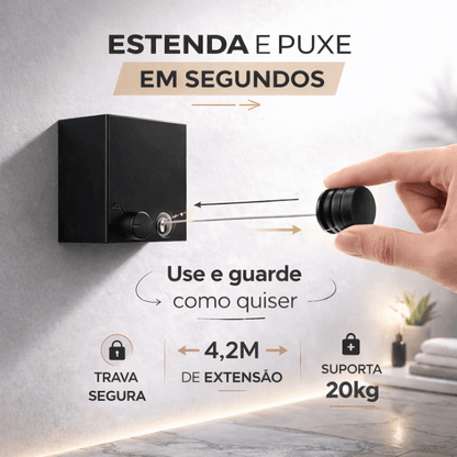 Varal Retrátil Premium 4,2m – Aço Inox Reforçado