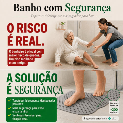 Tapete Box Seguro™ - Massageador Antiderrapante com Ventosas