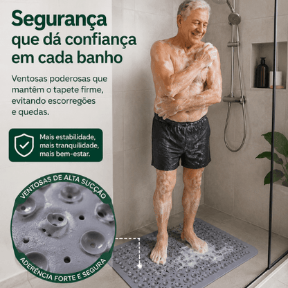 Tapete Box Seguro™ - Massageador Antiderrapante com Ventosas